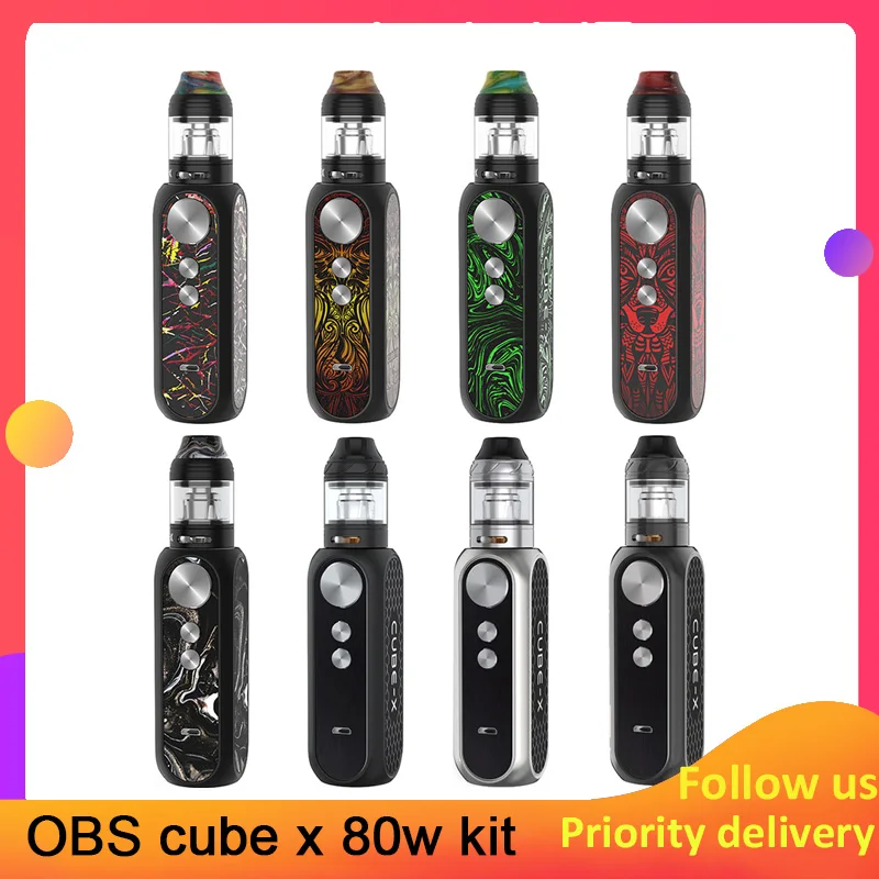 

E cigarette OBS Cube X 80W VW Kit & 4ml cube X Mesh Tank top filling vape Kit by 18650 vs obs cube mini vape mod Pre-order