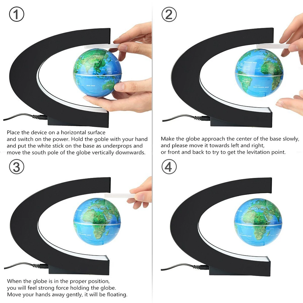 Светодиодный глобус Карта мира плавающая магнитная левитация антигравитационная Волшебная Настольная лампа для подарка украшения дома