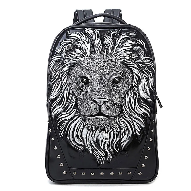 

MeanCat Fashion PU Backpack Lion in Gold / White / Black Travelling Backpacks for Men Women