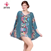 PERONA, винтажное прозрачное шифоновое пляжное платье, купальный костюм с принтом, женская пляжная одежда, солнцезащитное летнее купальное платье