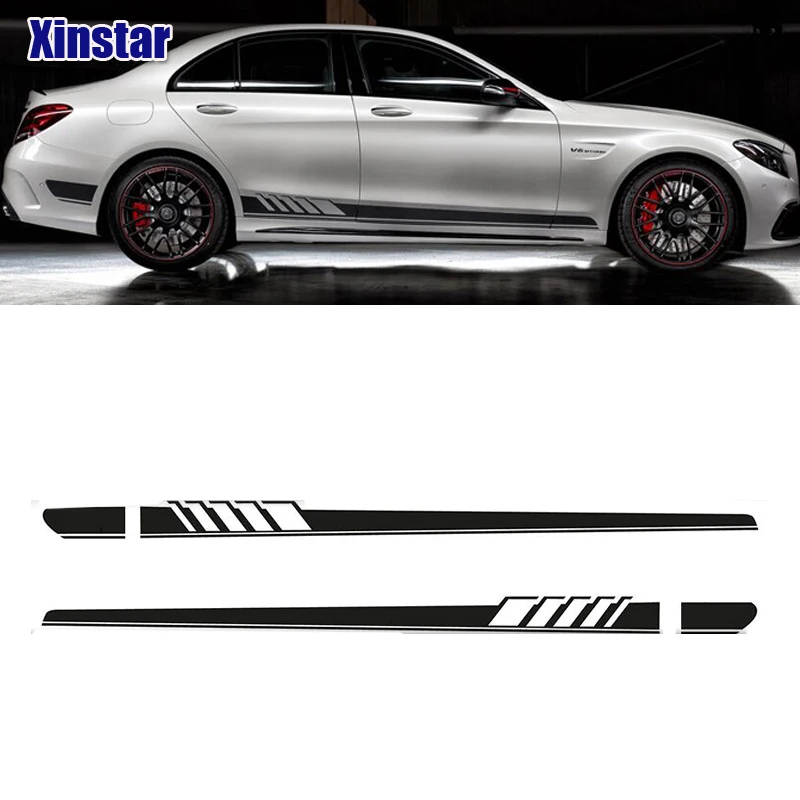 

2pcs car side body decoration sticker For Mercedes benz AMG w204 w211 W210 C63 c180 e200 CLA GLK GLE GLA A180 A B C E class A45