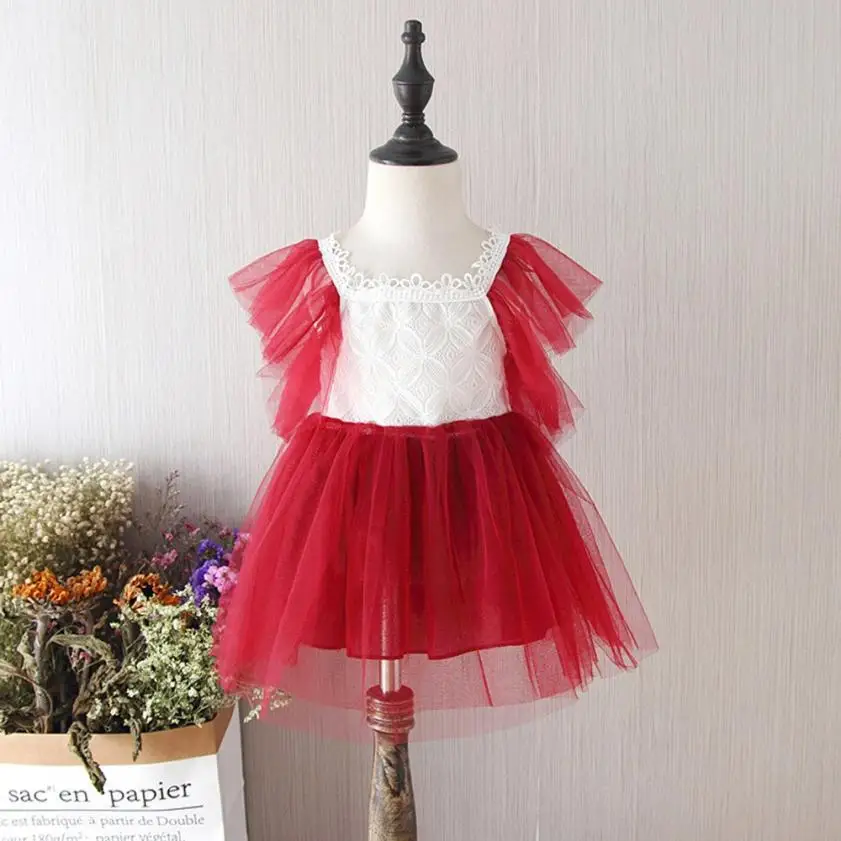 TELOTUNY 2018 Children Kid Girls Patchwork Lace Net Yarn Princess Backless Dress Clothes For FEB10 | Детская одежда и обувь