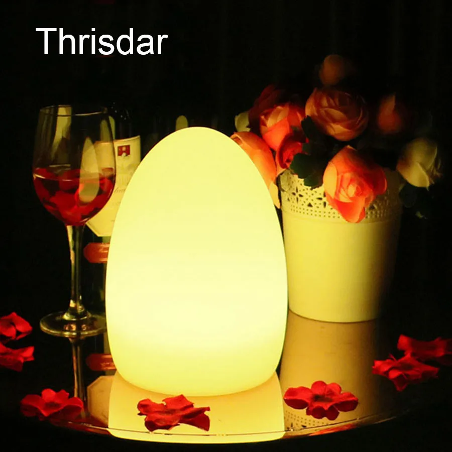 

Thrisdar 16 Color LED Egg Bar Table Lamp With Remote Controller USB Rechargeable LED Illuminated Furniture Table Bar KTV Light