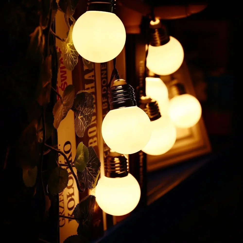 Солнечная приведенная в действие 10/20 Вт, 30 Вт, светодиодный G50 Глобус гирлянд гирлянда лампа Рождественский осветительная гирлянда, для улицы, Свадебная вечеринка садовая гирлянда