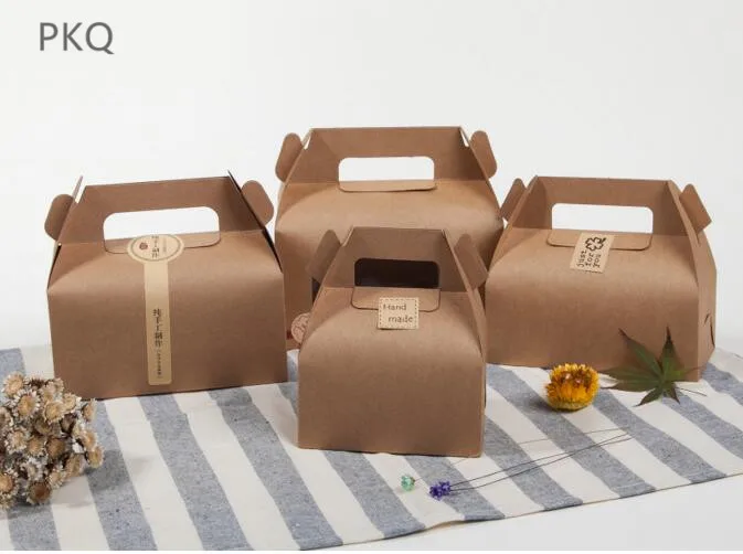 10pcs white kraft paper wedding party gift storage boxes cake chocolates boxes packaging