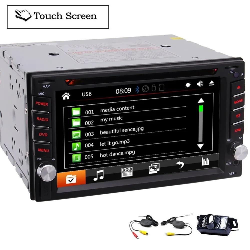 

Multi-Touch Screen Audio Autoradio Monitor 2 Din In Dash Video DVD Player Radio Receiver Bluetooth Headunit+Wireless Back Camera