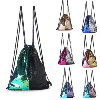 

Mermaid Sequin Backpack Glittering Shoulder Bling Bags Reversible Glitter Drawstring Backpacks Women Beach Bag Jewelry Packaging