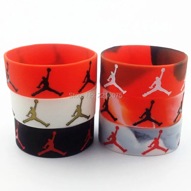 

6pcs one inch 25mm wide Jordan wristband silicone bracelets free shipping