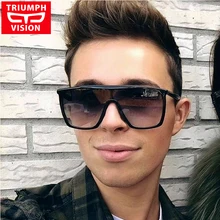 TRIUMPH VISION мужские солнцезащитные очки с плоским верхом, мужские брендовые Черные Квадратные Солнцезащитные очки с градиентом UV400, крутые цельные дизайнерские очки для мужчин