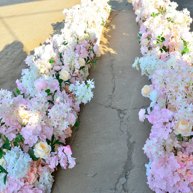 

100X40cm Artificial arch flower row table Flower Silk peony Flower with Foam frame runner centerpiece Wedding backdrop decor