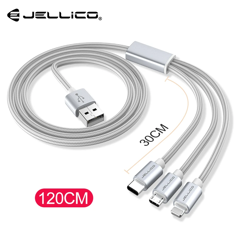 

Jellico 3 in 1 Mobile Phone USB Type C Cable Micro USB Cable For iPhone iPad Charging Cable Samsung USB C for iOS 12 11 10 9