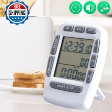Three channel kitchen timer, large LCD screen kitchen timer, digital kitchen timer, free shipping portable 1 7 lcd digital kitchen timer green white black
