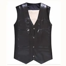 TG6447-A1235, новинка, осенне-зимний мужской жилет с толстым теплым плечом из искусственной кожи, дешевая