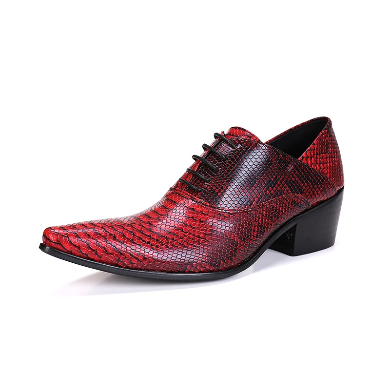 Lace Echtes Business rot Druck Brogue Bella Leder Männlichen Schlange Schuhe Neue Höhe Grau Oxford Christia Haut Männer Zunehmende Up ORACxqv