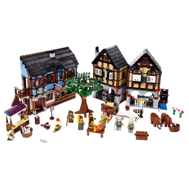 

Lepin Architecture 16011 Medieval Market Village City 1601Pcs Building Blocks Toys For Children Compatible Legoing Castle 10193