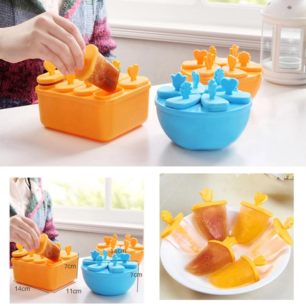 Plastic Ice Cream Mold Reusable Ice Cubes Tray Frozen Popsicle Mold Ice