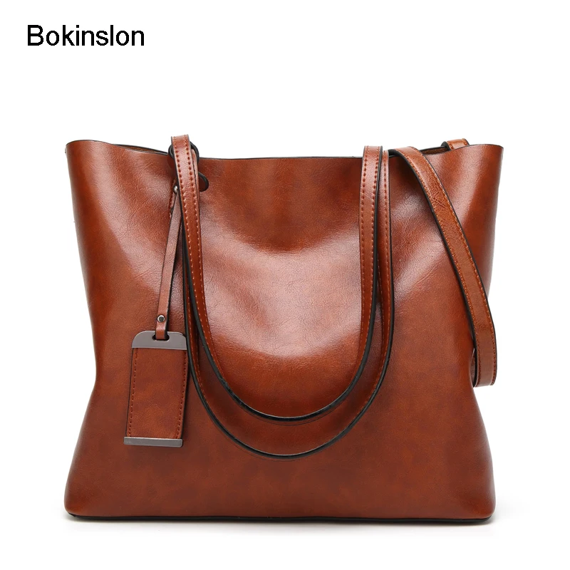 

Bokinslon Woman Shoulder Bags Retro PU Leather Women Handbags Bags Large Capacity Elegant Ladies Fashion Bags