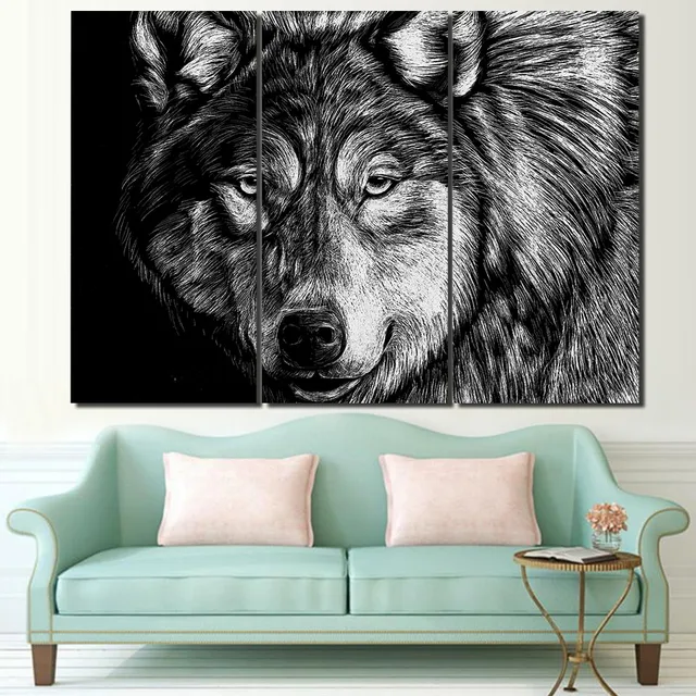 3 Panel Framed HD Printed Wolf Poster Black White Wall Art Picture Modern Home Decor Living 3 Panel Framed HD Printed Wolf Poster Black White Wall Art Picture Modern Home Decor Living