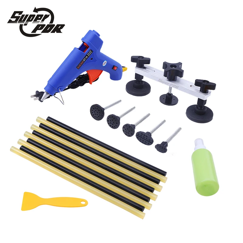 

Super PDR Dent Removal tools kit Pulling Bridge glue gun glue sticks 14 pcs Paintless Dent Repair Tools Hand Tool Set