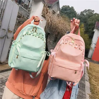 

2019 new Girl bag female Korean version Japan and South Korea soft sister high school college backpack wild bow backpack