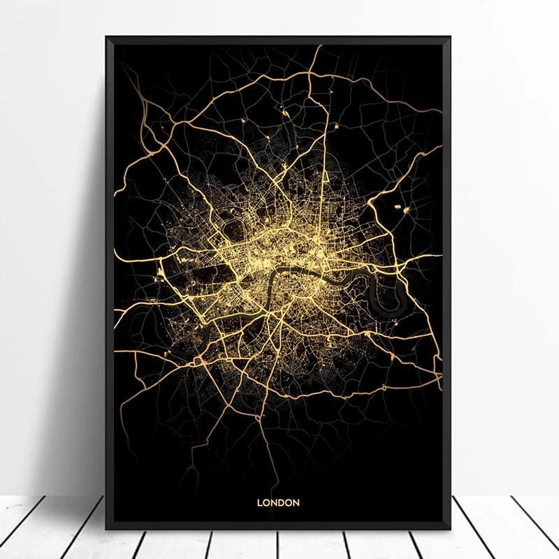 

London City Light Maps Custom World City Map Posters Canvas Prints Nordic Style Wall Art Home Decor