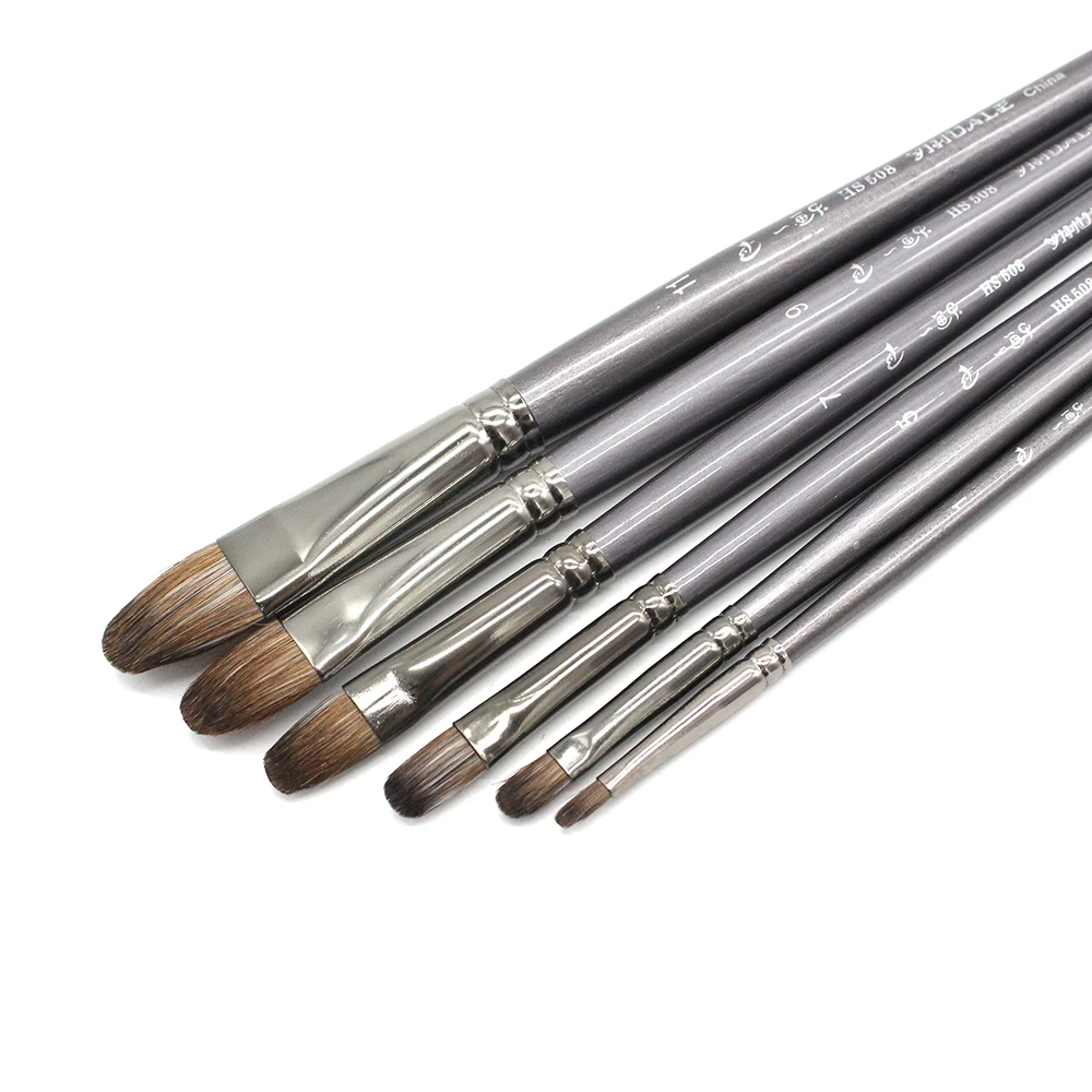 6 pcs/Set Professional High Quality Tool Squirrel Hair Oil Painting Brush  Drawing Brush Filbert Pen For Acrylic Painting art|Paint Brushes| -  AliExpress
