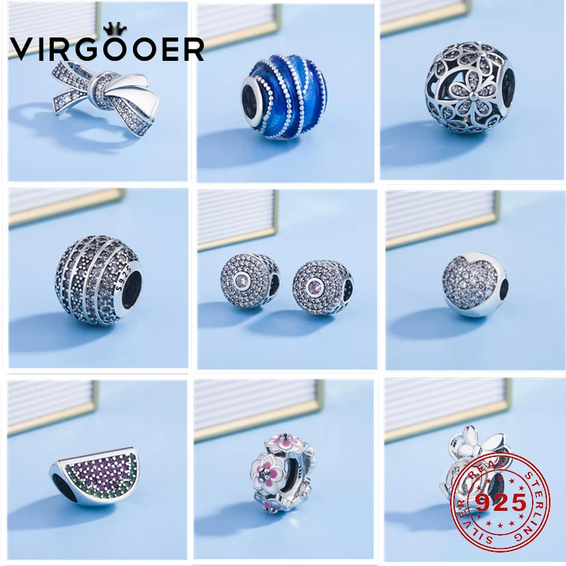 

Virgooer Fashion Silver European Cz Charm Beads Fit Pandora Charm Bracelet Pendant Necklace Diy Jewelry Originals Silver 925