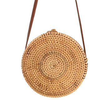 

Ins rattan bag 2019 women's bag Hand-knitted summer diagonal cross-stitched beach bag fashion women's shoulder bag