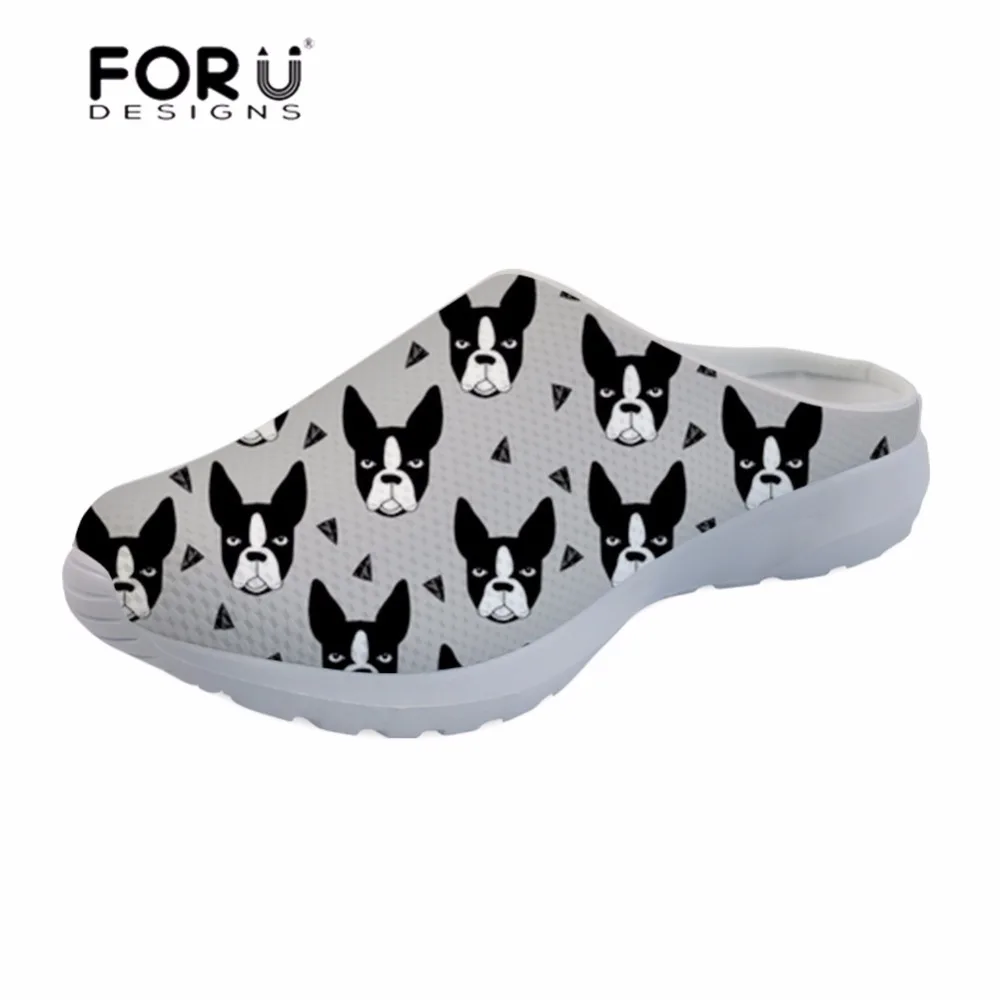 

FORUDESIGNS Flat Sandals Women Boston Terrier Printing Slipper Female Comfortable Mesh Women's Flats Shoes Girls Sapato Feminino