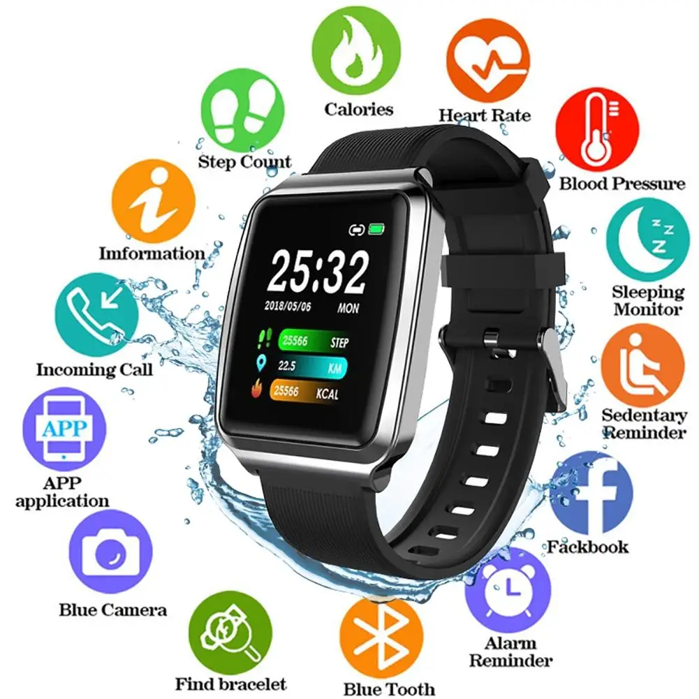 

KY116 Sports Smart Watch IP68 Waterproof Heart Rate Tracker Multi-function Sports Mode Full Touch Color Screen Fitness Watch