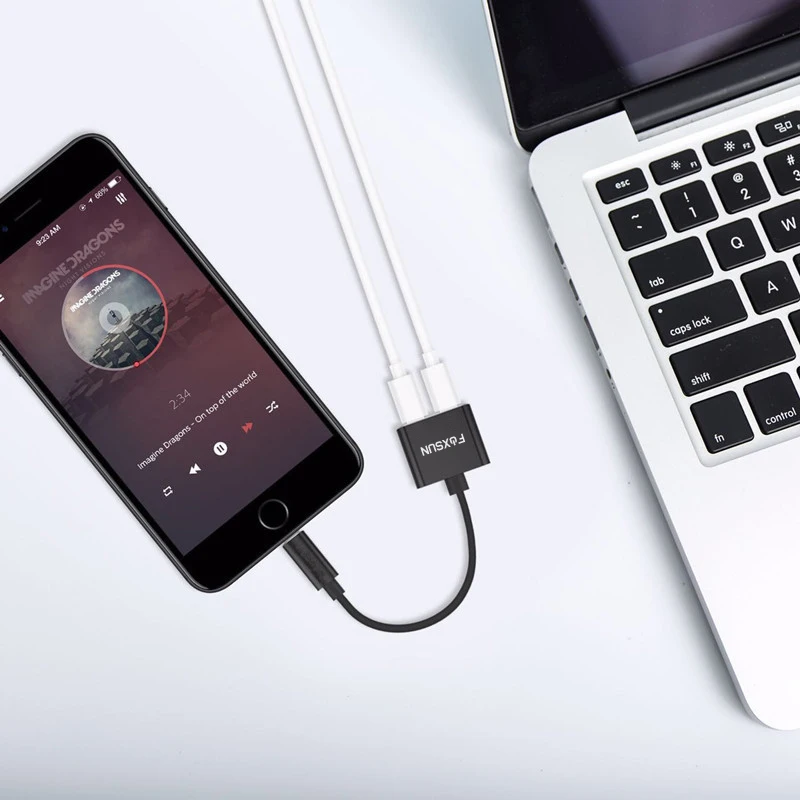 2 in 1 for Lightning Splitter Adapter for iPhone 7 8 X Double for lightning ports Headphone Audio Audio and Charge Adapter
