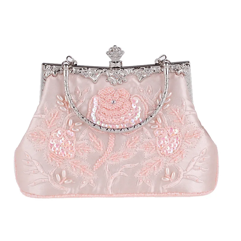 Vintage Style Beaded Women Evening Bags Diamonds Purse Day Clutches Bag Embroidery Pearl Wedding Handbags For