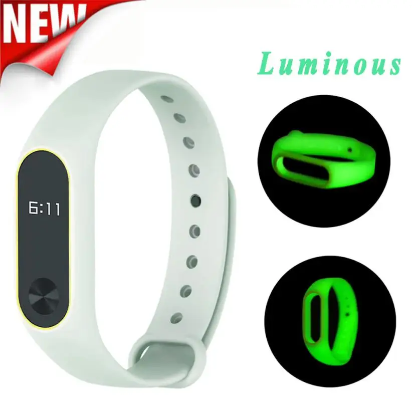 

New Luminous Silicon Soft Wrist Strap Wrist Band Replacement For XIAOMI MI Band 2 Watch Loop Quick Release 15J Drop Shipping