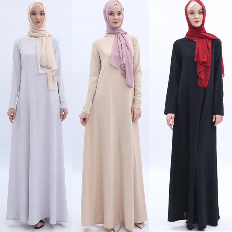 

High-end off-the-rack Muslim clothing Arab women's dress beige basic Ramadan