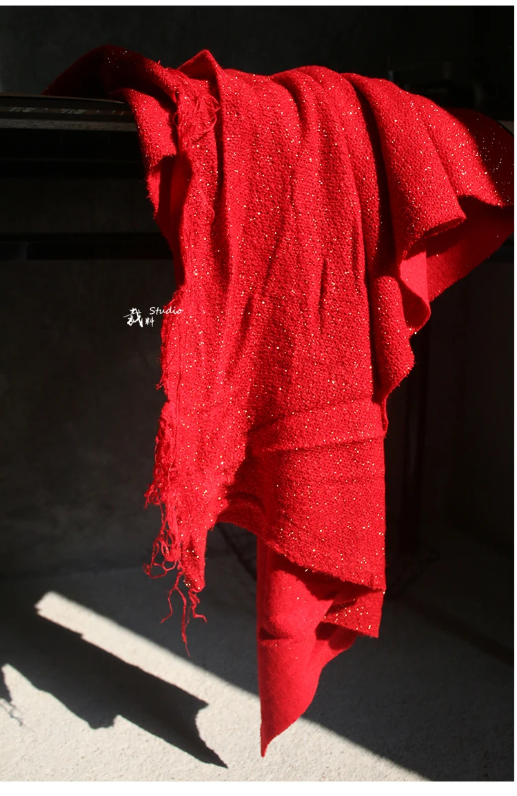 

Woven pattern red with gold line perspective designer cloth lace fabric Wedding Dress Tulle Material fabrics for patchwork