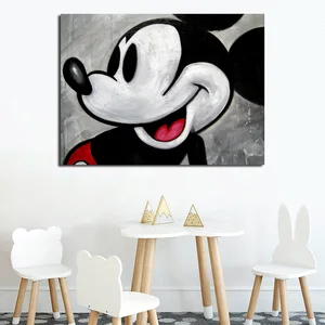 Vintage Mickey Mouse Wallpaper Canvas Painting Print Living Room Home Decor Modern Wall Art Oil Painting Poster Salon Pictures