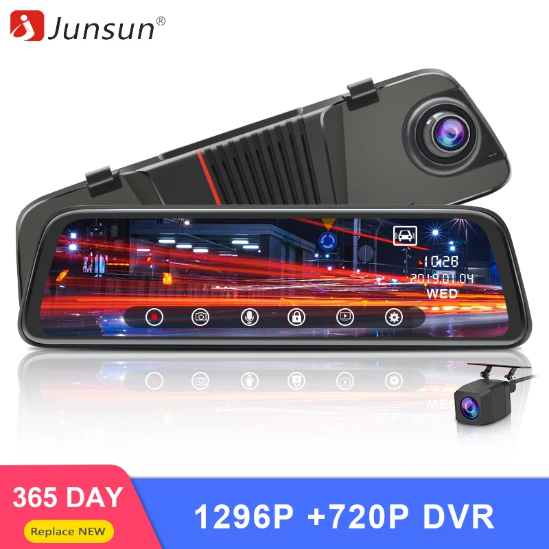 Junsun H16 Новый Full HD 1296 P Автомобильный видеорегистратор камера зеркало тире заднего