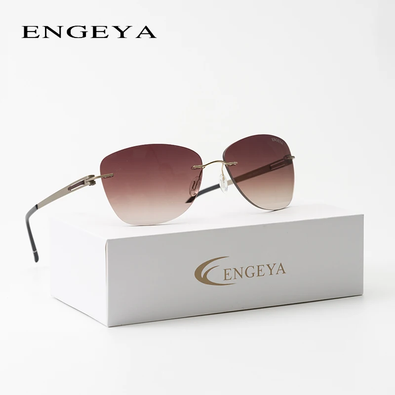 ENGEYA модный супер светильник из нержавеющей стали брендовые дизайнерские солнцезащитные очки без оправы женские солнцезащитные очки для вождения UV400 T11006