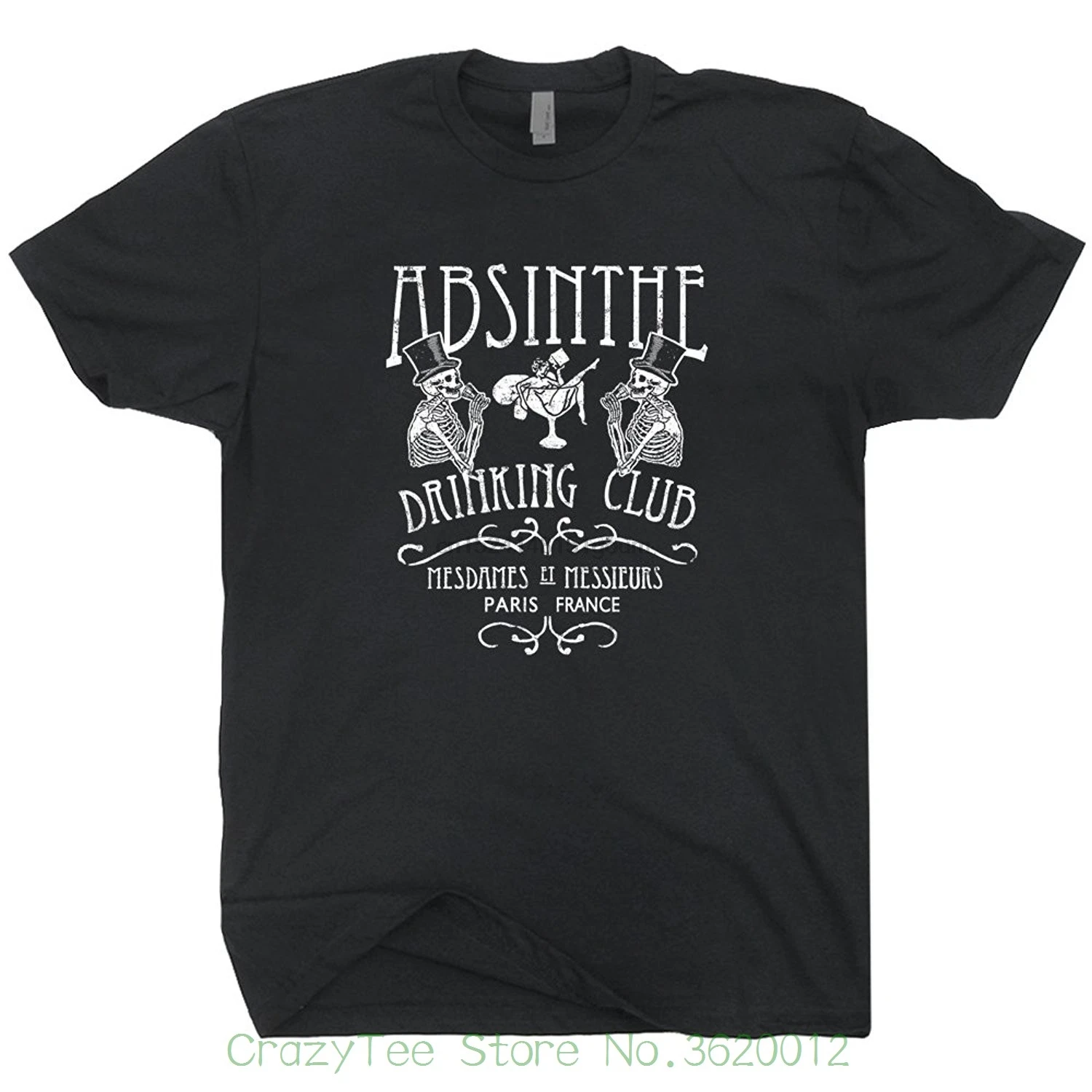 Absinthe футболка Париж Франции питьевой клуб тройник французский бар Винтаж Фея