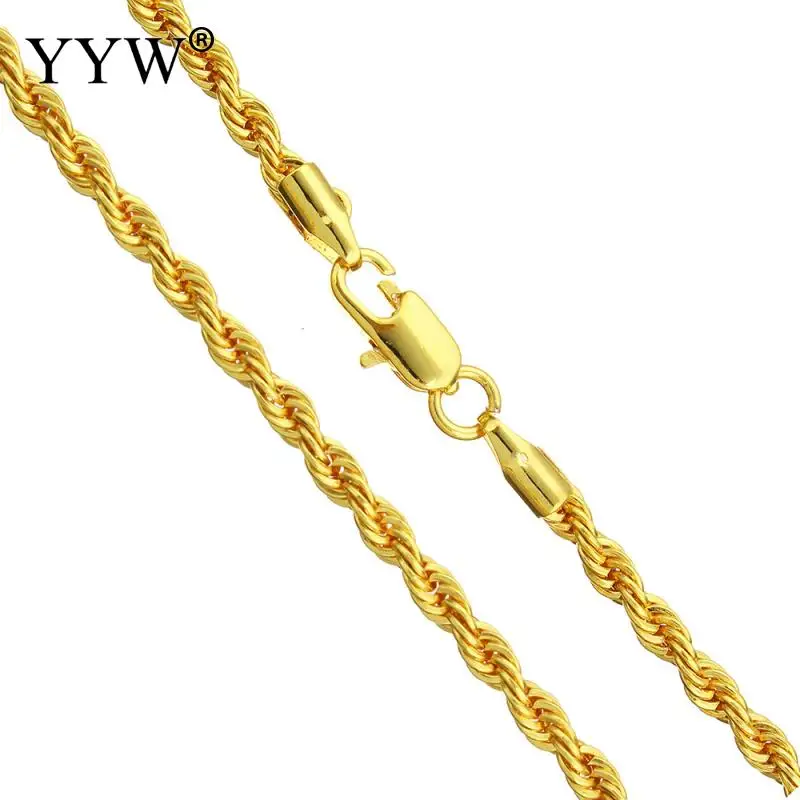High Quality 24K Gold Plating Rope Brass Necklace For Women Men Gold