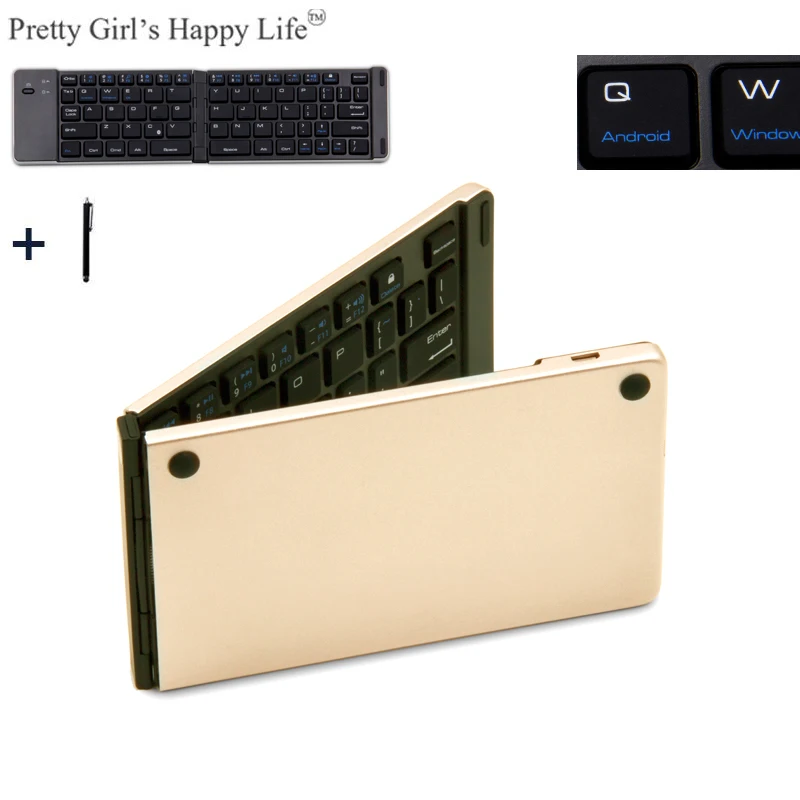 

Universal Fold Keyboard for All Tablet Phones Wireless Bluetooth Keyboard Case For Apple/Microsoft/Android Cover+Stylus