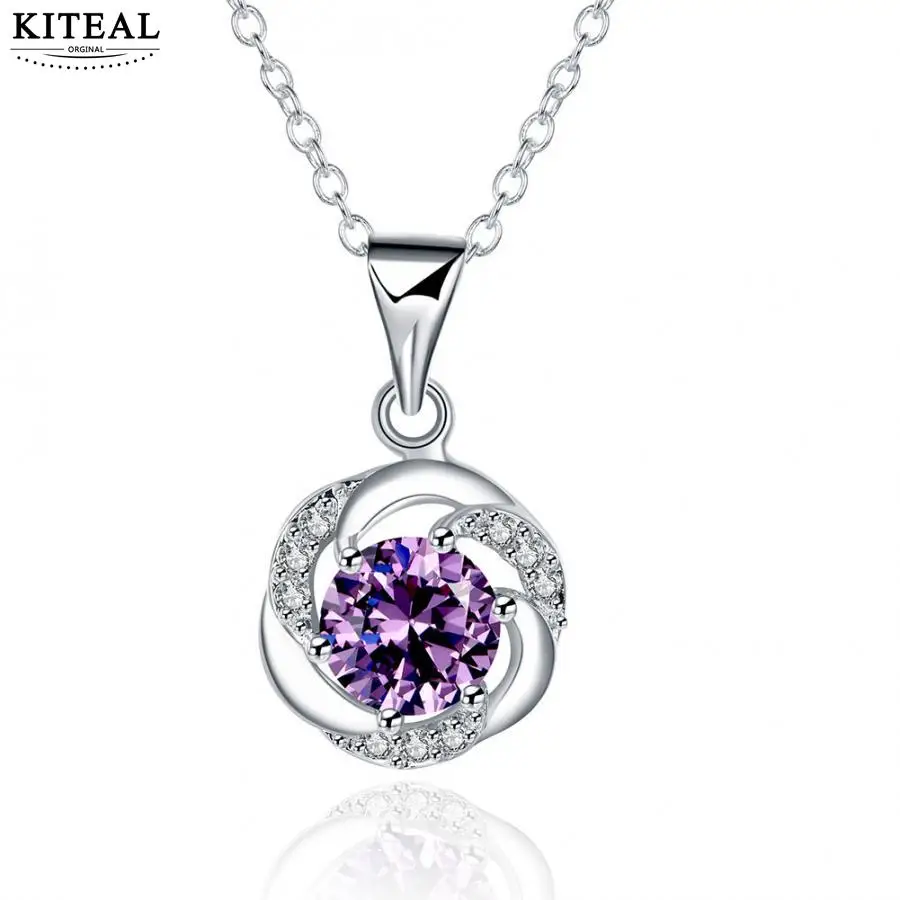 KITEAL 2017 silver plated women pendants Fashion Crystal small rose flower maxi colar Factory Wholesale | Украшения и аксессуары