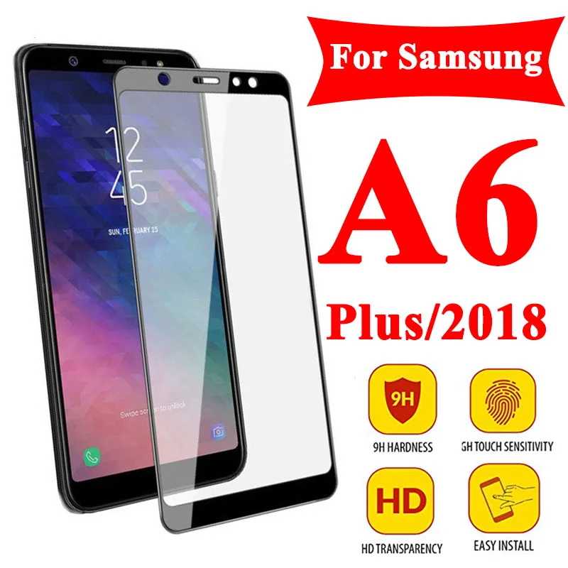 

Tempered glass for samsung galaxy a6 plus 2018 screen protector samsun galax a 6 protective armor sansung samsyng sheet case cam