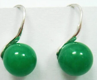 

wb001 FINE 925 STERLING SILVER ROUND CUT GREEN JADE EARRINGS