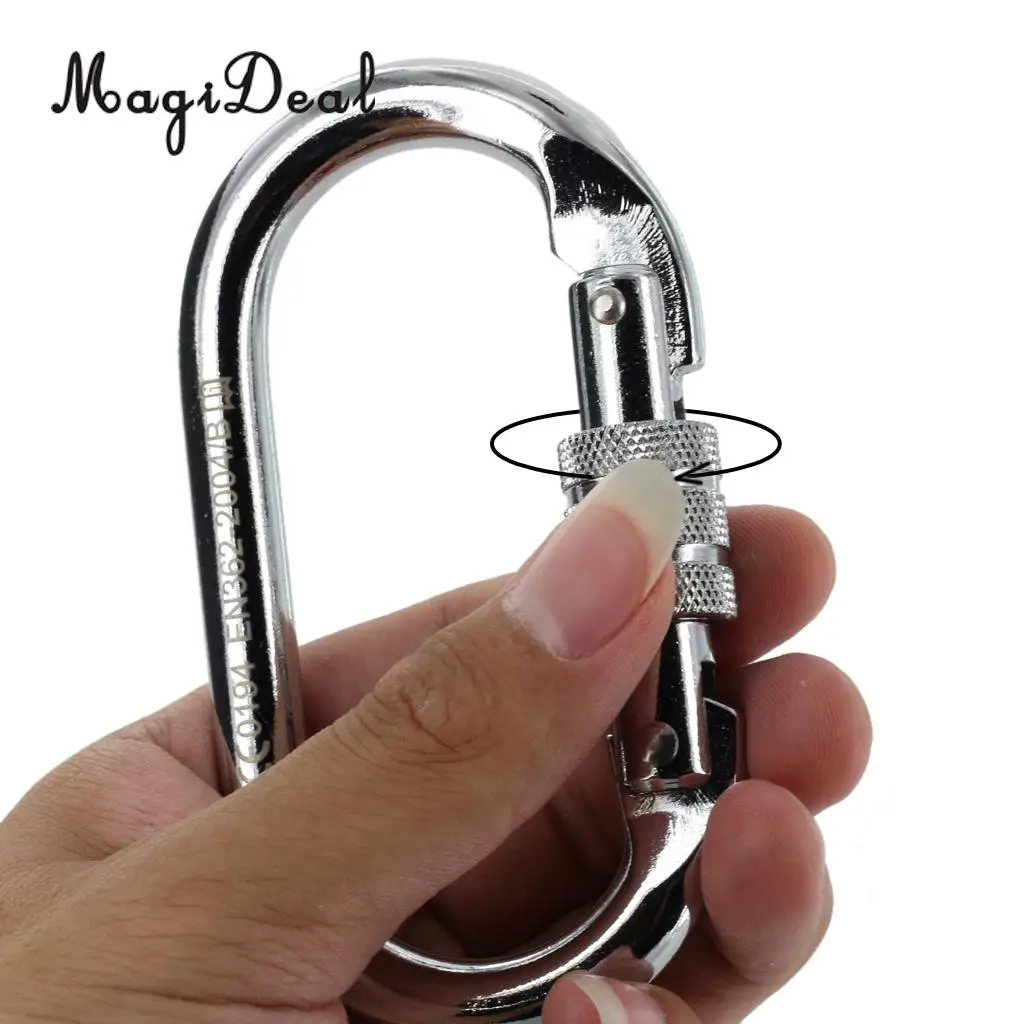 MagiDeal 10 Pieces Oval Shaped Alloy Steel Screw Locking Carabiner for Rock Climbing Tree Rigging Rescue 25KN CE Certified