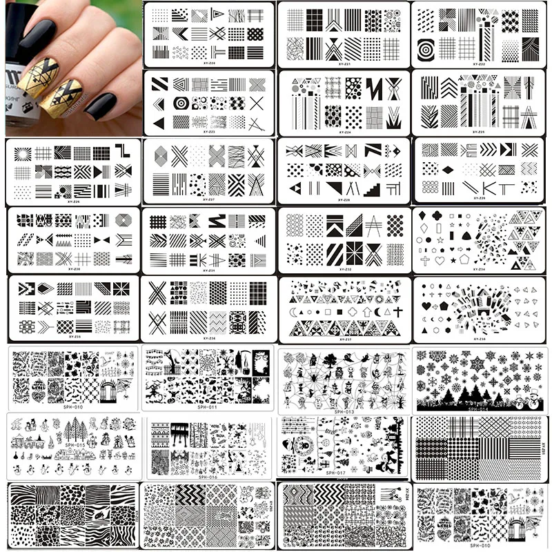 

Nail Stamping Plates New Arrival 1pc XY-Z,SPH 28Design Quality Geometric Patterns Manicure Rctangular 12*6cm Nail Template PLATE
