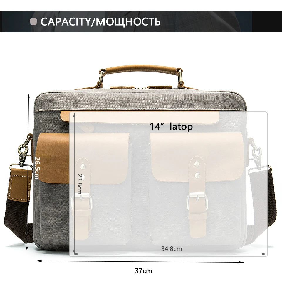 19 canvas men's briefcase bag office laptop bag mens briefcase messenger bags for men business men's 13.3' computer bags