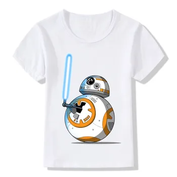 

Boys and Girls BB-8 On The Move Print Funny T shirt Baby Star Wars Design T-shirt Kids Summer White Casual Clothes 3T-9T