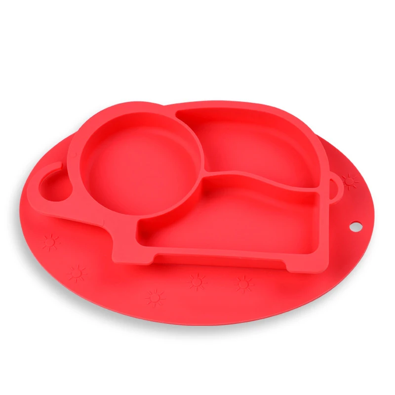 Baby Silicone Training Plate Adsorbable Bottom Design Children Feeding Food Container Infant Tableware Suction Dinnerware BB5114 (5)