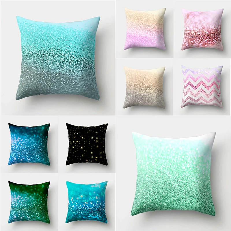 

Blink Cushion Cover 45x45cm Printed Glitter Geometric Throw Pillow Covers Pink Gold Lines Pillowcases Gradation Pillows Decor